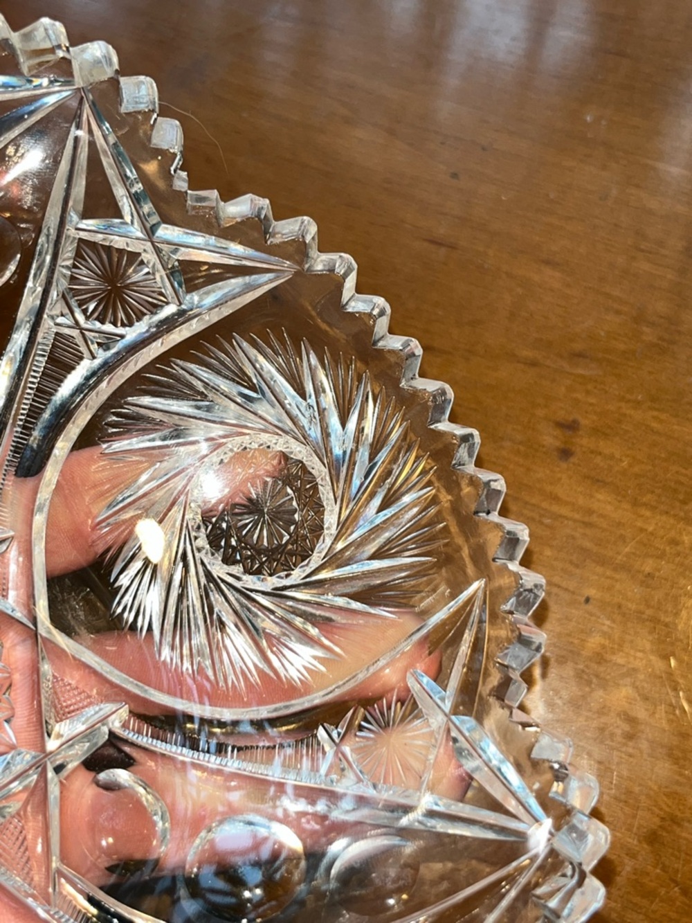 Antique American Brilliant Period Cut Glass Bowl - Buzzsaw Pinwheel & Hobstar - Picture 8 of 9